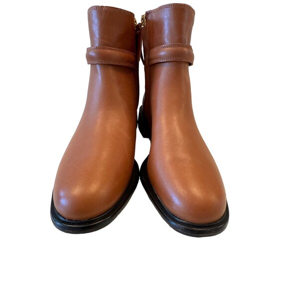 Franco Sarto Elese Leather Boots Size 6 EU 36 Cognac Ankle High Buckle Zip NWOB - Picture 7 of 11